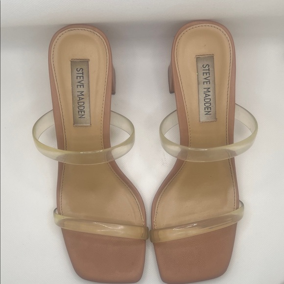 Steve Madden Nude and Clear Heeled Sandals - Picture 1 of 5